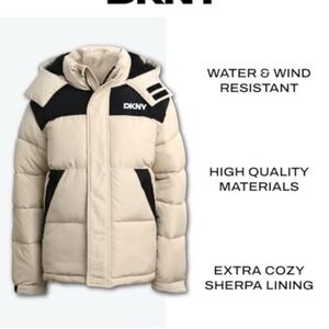 DKNY Kids Puffer Jacket in Black and Cream